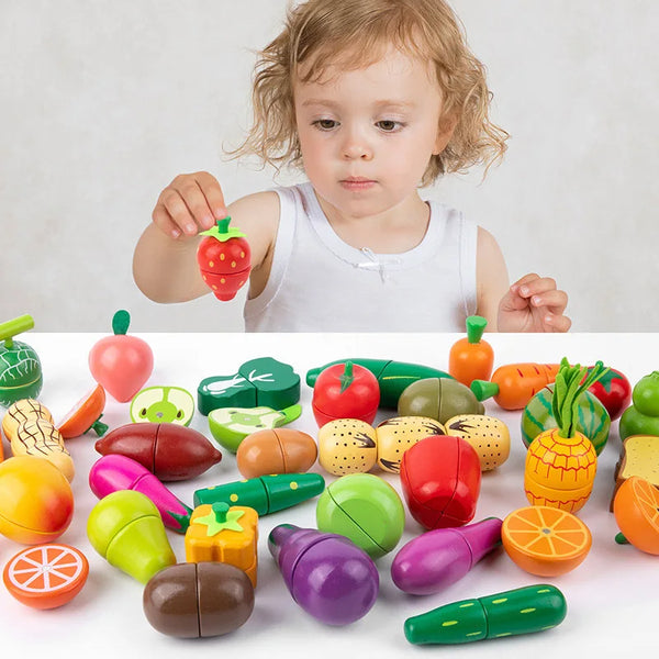 Brinquedo Corta Frutas e Legumes com Velcro - Aprendizado e Diversão