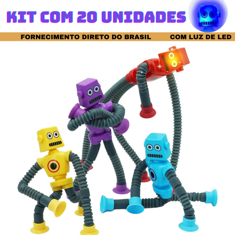 Brinquedo Robô Estica e Gruda com Ventosas