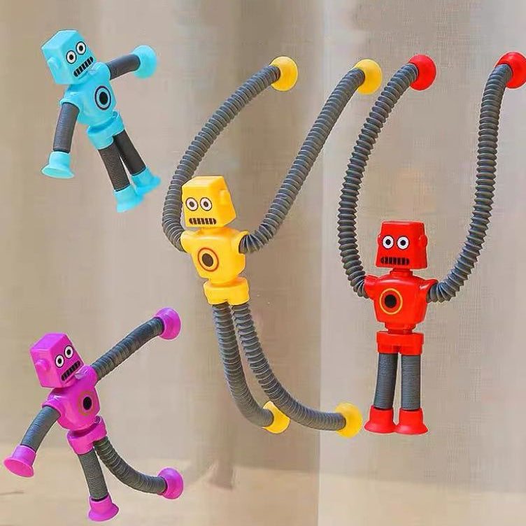Brinquedo Robô Estica e Gruda com Ventosas