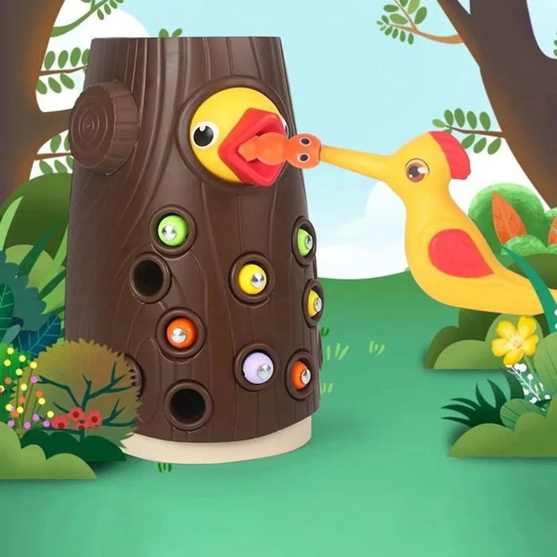 Brinquedo Magnético Minhoca Montessori - Alimente o Passarinho