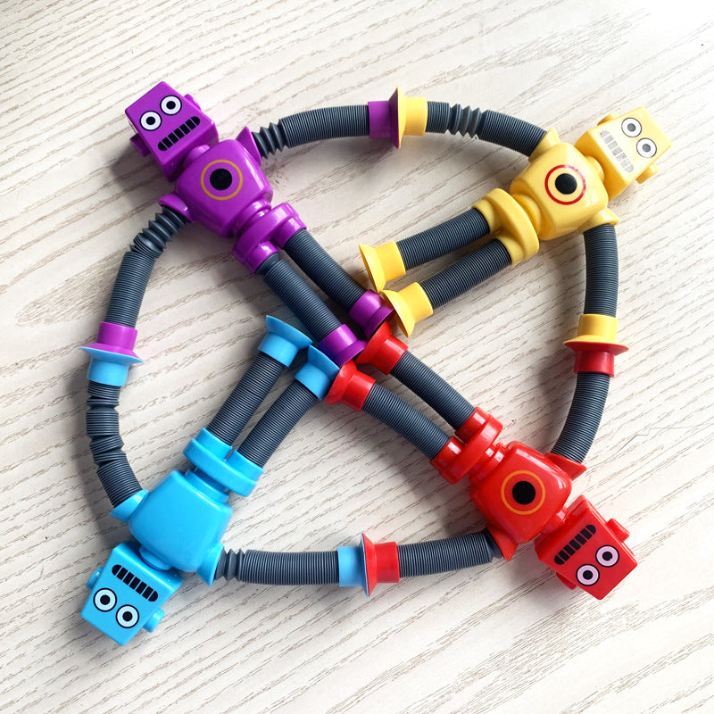 Brinquedo Robô Estica e Gruda com Ventosas