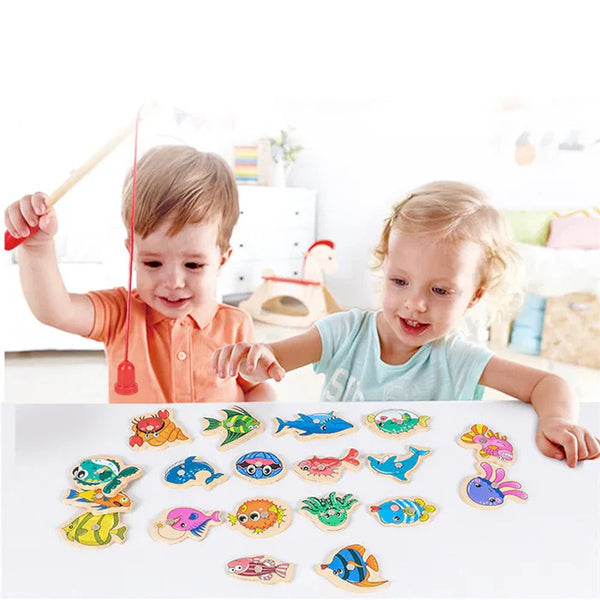 Brinquedo de Pescaria Magnética Montessori - Pega Peixe