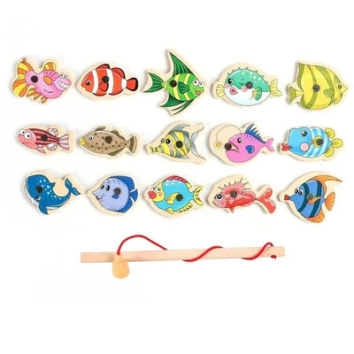 Brinquedo de Pescaria Magnética Montessori - Pega Peixe