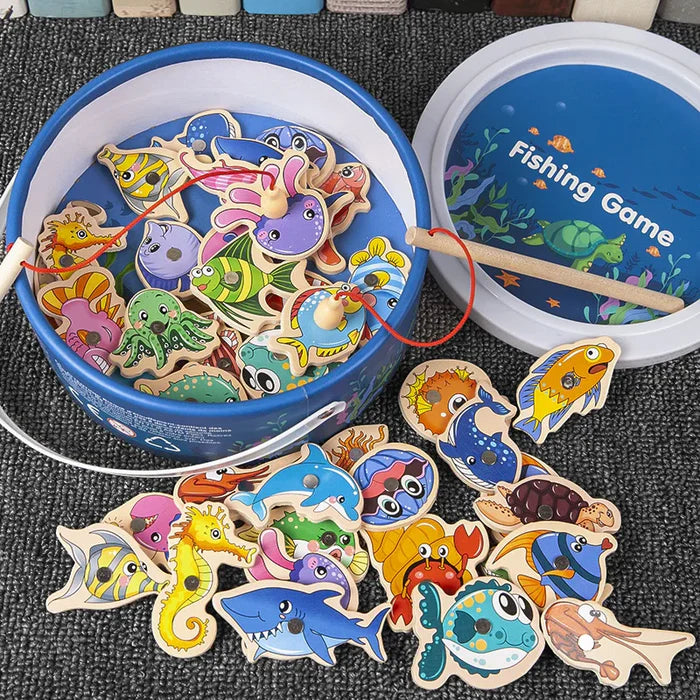Brinquedo de Pescaria Magnética Montessori - Pega Peixe