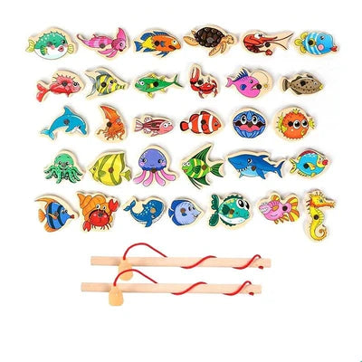 Brinquedo de Pescaria Magnética Montessori - Pega Peixe